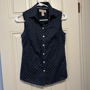 Non-iron polka dot collared blouse